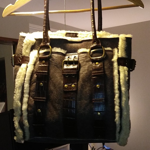BCBG Shearling/Leather Purse - Used - Must Go!!! - Picture 1 of 11